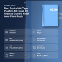 BLOC ESPIRAL A4 TAPA PLASTICO 80 HOJAS 90 GRAMOS CUADRO 4MM AZUL CLARO RAYLU - resumen de atributos