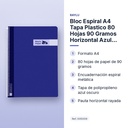 BLOC ESPIRAL A4 TAPA PLASTICO 80 HOJAS 90 GRAMOS HORIZONTAL AZUL OSCURO RAYLU - características principales