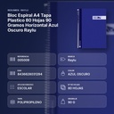 BLOC ESPIRAL A4 TAPA PLASTICO 80 HOJAS 90 GRAMOS HORIZONTAL AZUL OSCURO RAYLU - resumen de atributos