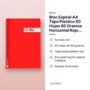 BLOC ESPIRAL A4 TAPA PLASTICO 80 HOJAS 90 GRAMOS HORIZONTAL ROJO RAYLU - características principales