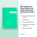 BLOC ESPIRAL A4 TAPA PLASTICO 80 HOJAS 90 GRAMOS HORIZONTAL VERDE RAYLU - características principales