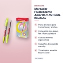 MARCADOR FLUORESCENTE AMARILLO V-15 PUNTA BISELADA  - características principales