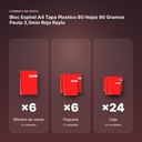 BLOC ESPIRAL A4 TAPA PLASTICO 80 HOJAS 90 GRAMOS PAUTA 3,5MM ROJO RAYLU - formato de venta: paquete de 6, caja de 24, palé de 1200
