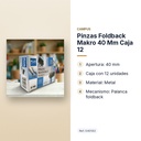 PINZAS FOLDBACK MAKRO 40 MM CAJA 12 - características principales