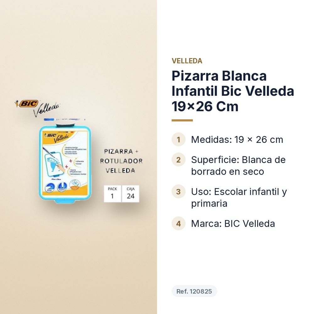 PIZARRA BLANCA INFANTIL BIC VELLEDA 19X26 CM - características principales