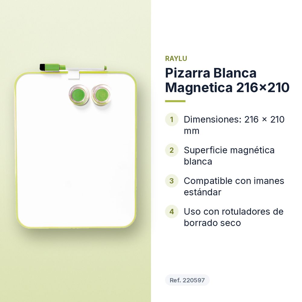 PIZARRA BLANCA MAGNETICA 216X210 - características principales