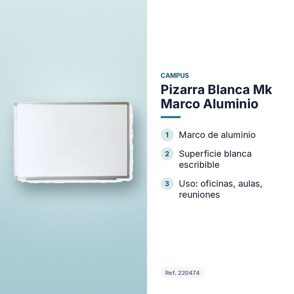 PIZARRA BLANCA MK MARCO ALUMINIO - características principales