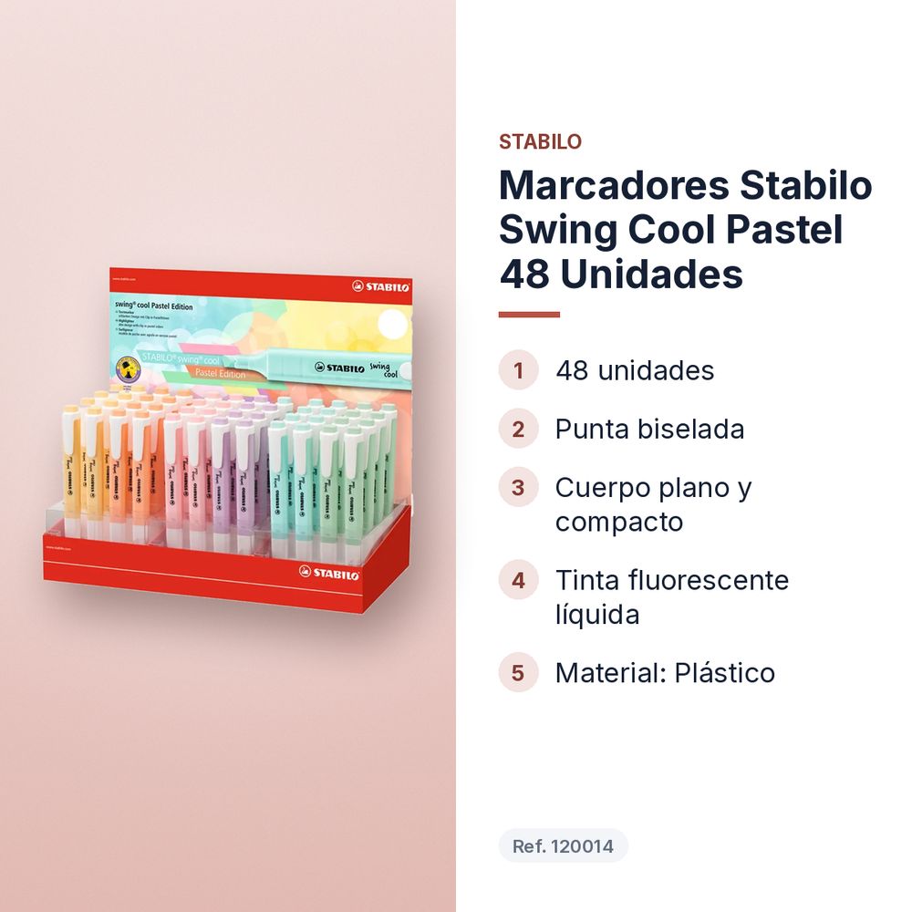 MARCADORES STABILO SWING COOL PASTEL 48 UNIDADES - características principales