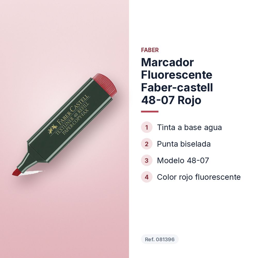 MARCADOR FLUORESCENTE FABER-CASTELL 48-07 ROJO - características principales