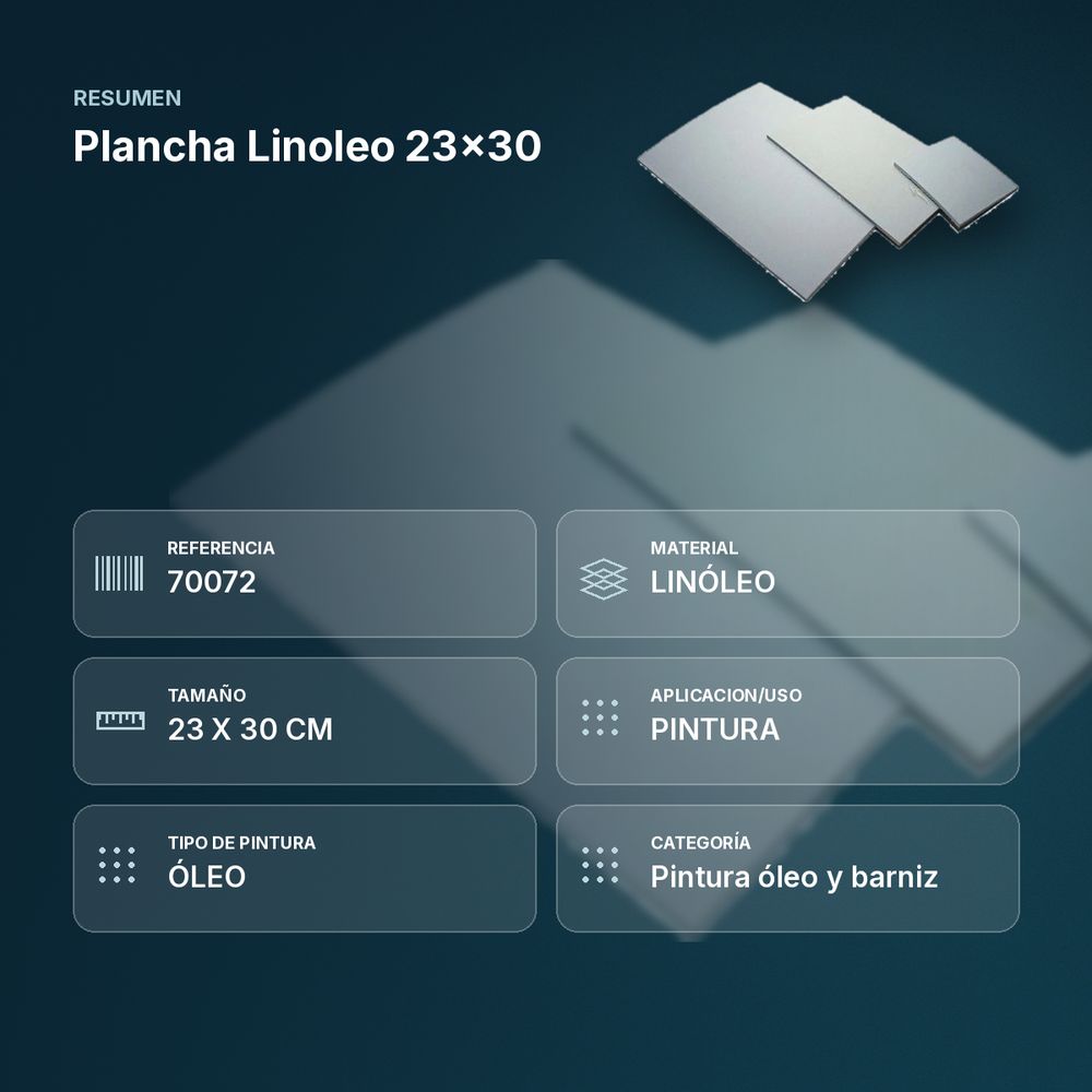 PLANCHA LINOLEO 23X30 - resumen de atributos
