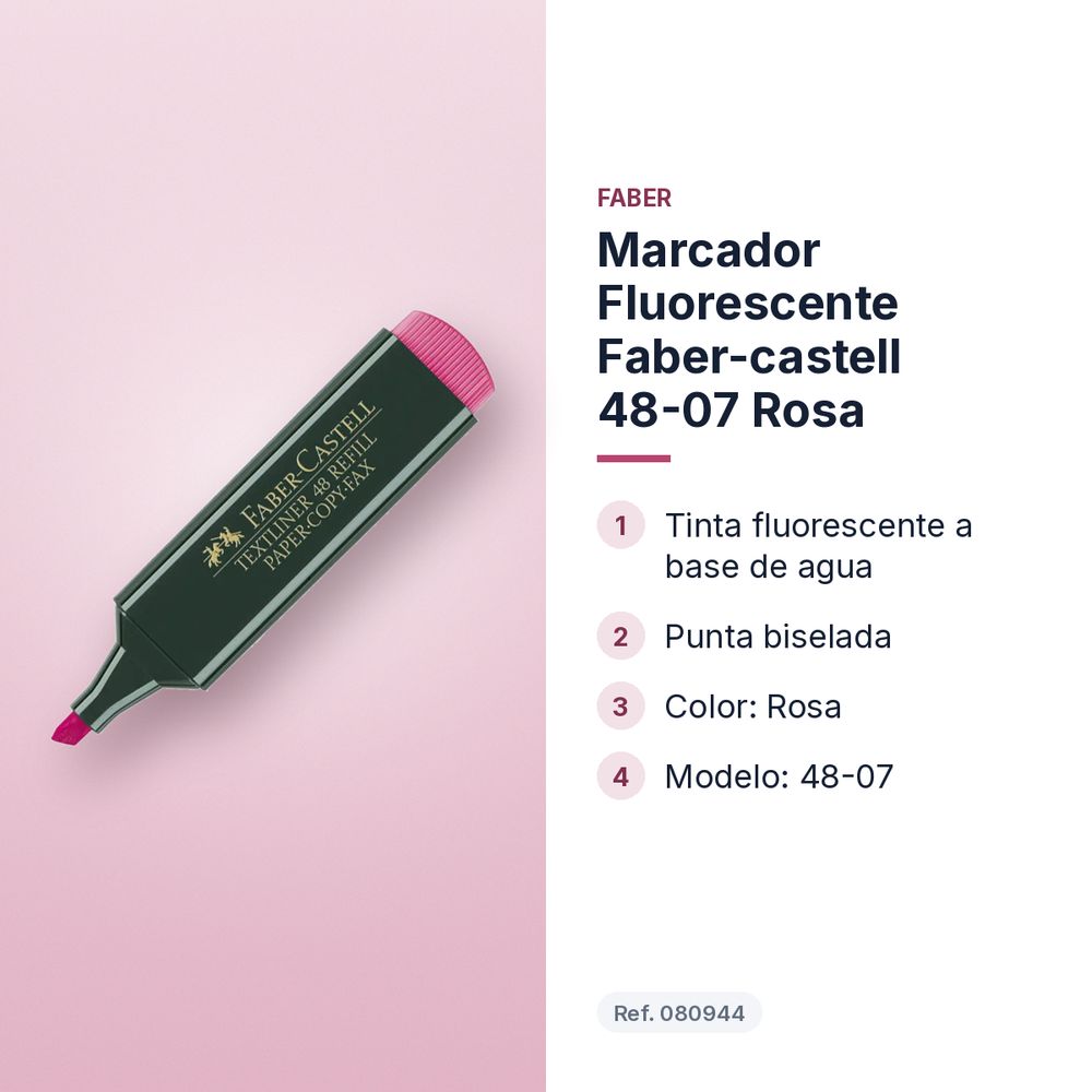 MARCADOR FLUORESCENTE FABER-CASTELL 48-07 ROSA - características principales