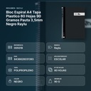 BLOC ESPIRAL A4 TAPA PLASTICO 80 HOJAS 90 GRAMOS PAUTA 3,5MM NEGRO RAYLU - resumen de atributos