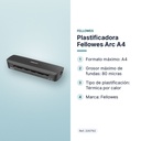 PLASTIFICADORA FELLOWES ARC A4 - características principales