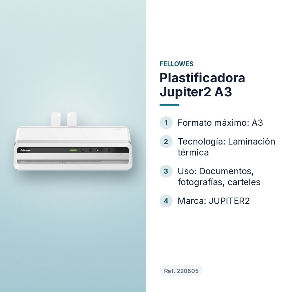 PLASTIFICADORA JUPITER2 A3 - características principales