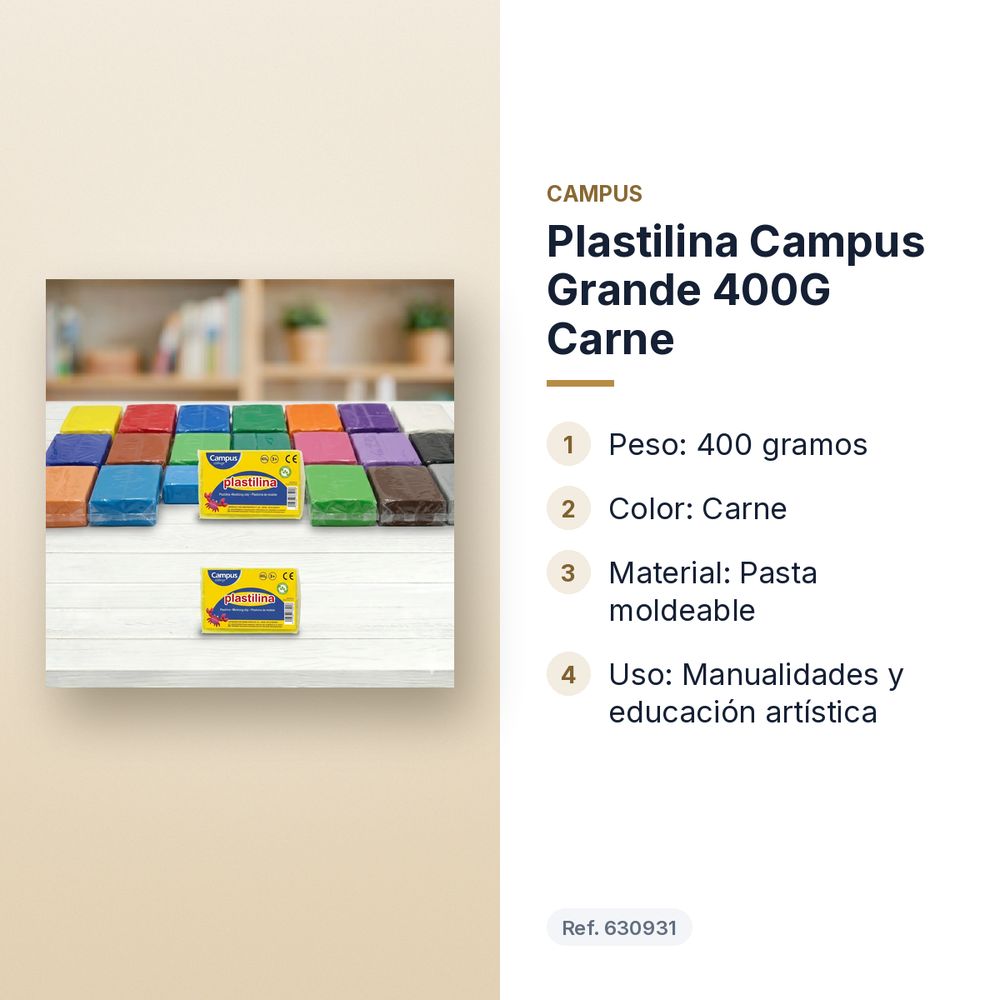 PLASTILINA CAMPUS GRANDE 400G CARNE - características principales