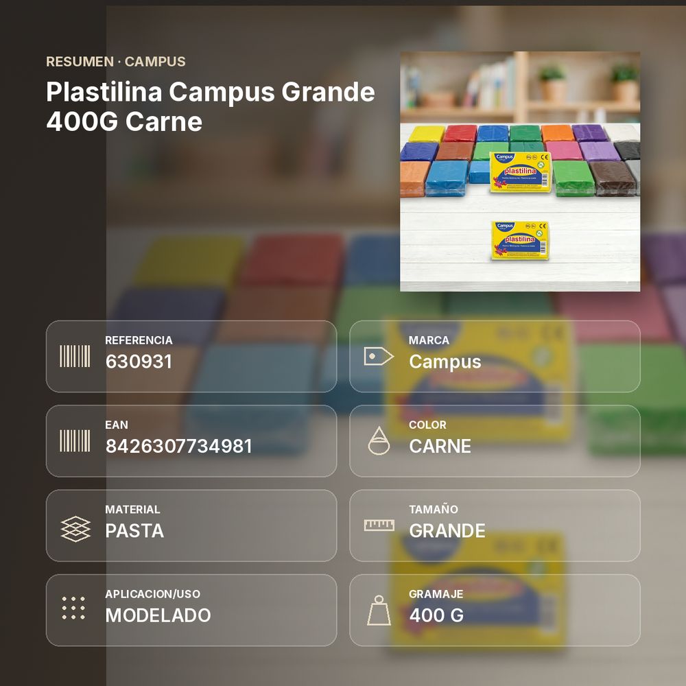 PLASTILINA CAMPUS GRANDE 400G CARNE - resumen de atributos