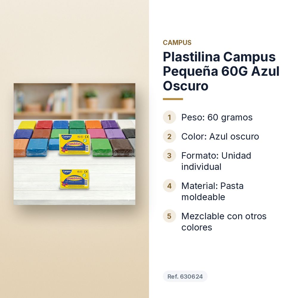 PLASTILINA CAMPUS PEQUEÑA 60G AZUL OSCURO - características principales