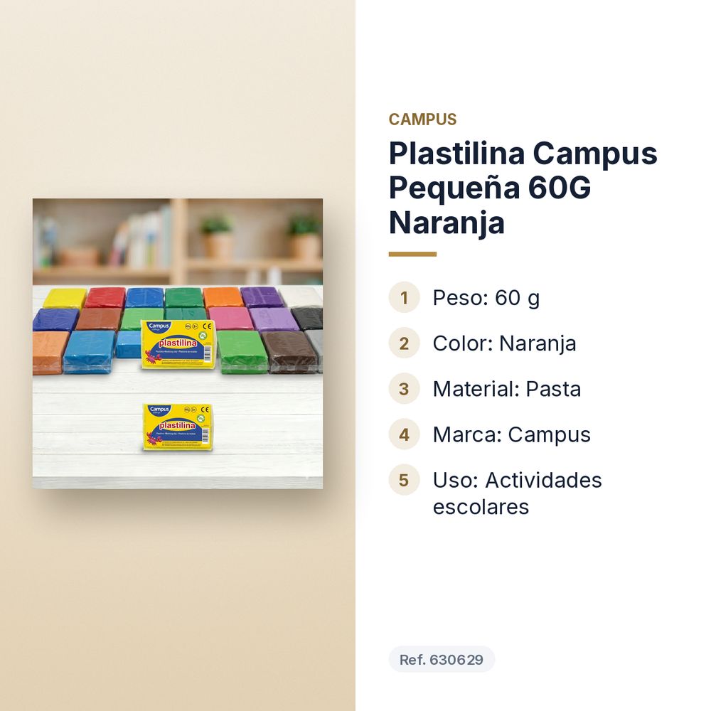 PLASTILINA CAMPUS PEQUEÑA 60G NARANJA - características principales