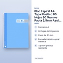 BLOC ESPIRAL A4 TAPA PLASTICO 80 HOJAS 90 GRAMOS PAUTA 3,5MM AZUL CLARO RAYLU - características principales