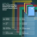 BLOC ESPIRAL A5 TAPA PLASTICO 80 HOJAS 90 GRAMOS PAUTA 2,5MM ANCOR - resumen de atributos