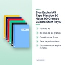 BLOC ESPIRAL A5 TAPA PLASTICO 80 HOJAS 90 GRAMOS CUADRO 5MM RAYLU - características principales