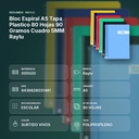 BLOC ESPIRAL A5 TAPA PLASTICO 80 HOJAS 90 GRAMOS CUADRO 5MM RAYLU - resumen de atributos