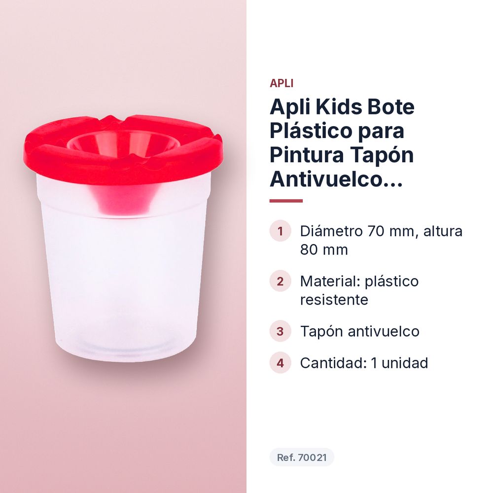 APLI KIDS BOTE PLÁSTICO PARA PINTURA TAPÓN ANTIVUELCO Ø70×80MM 1UD - características principales