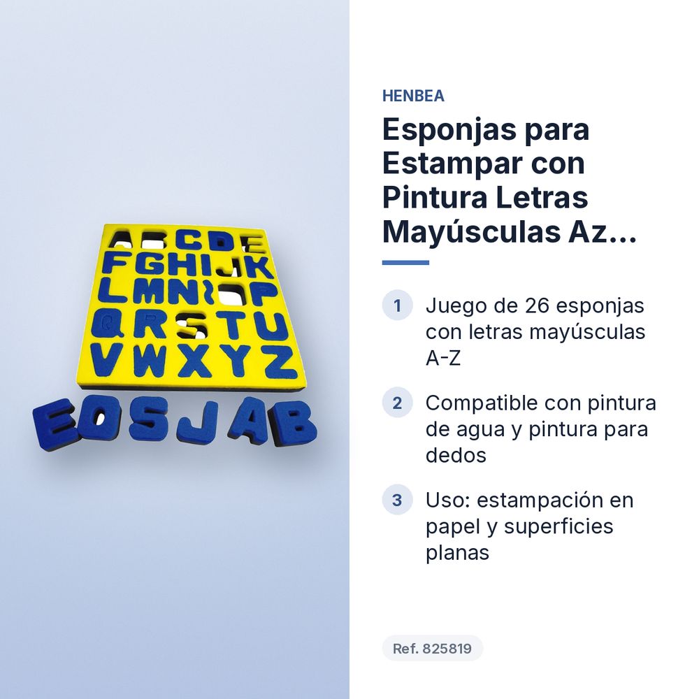 ESPONJAS PARA ESTAMPAR CON PINTURA LETRAS MAYÚSCULAS AZ HENBEA - características principales