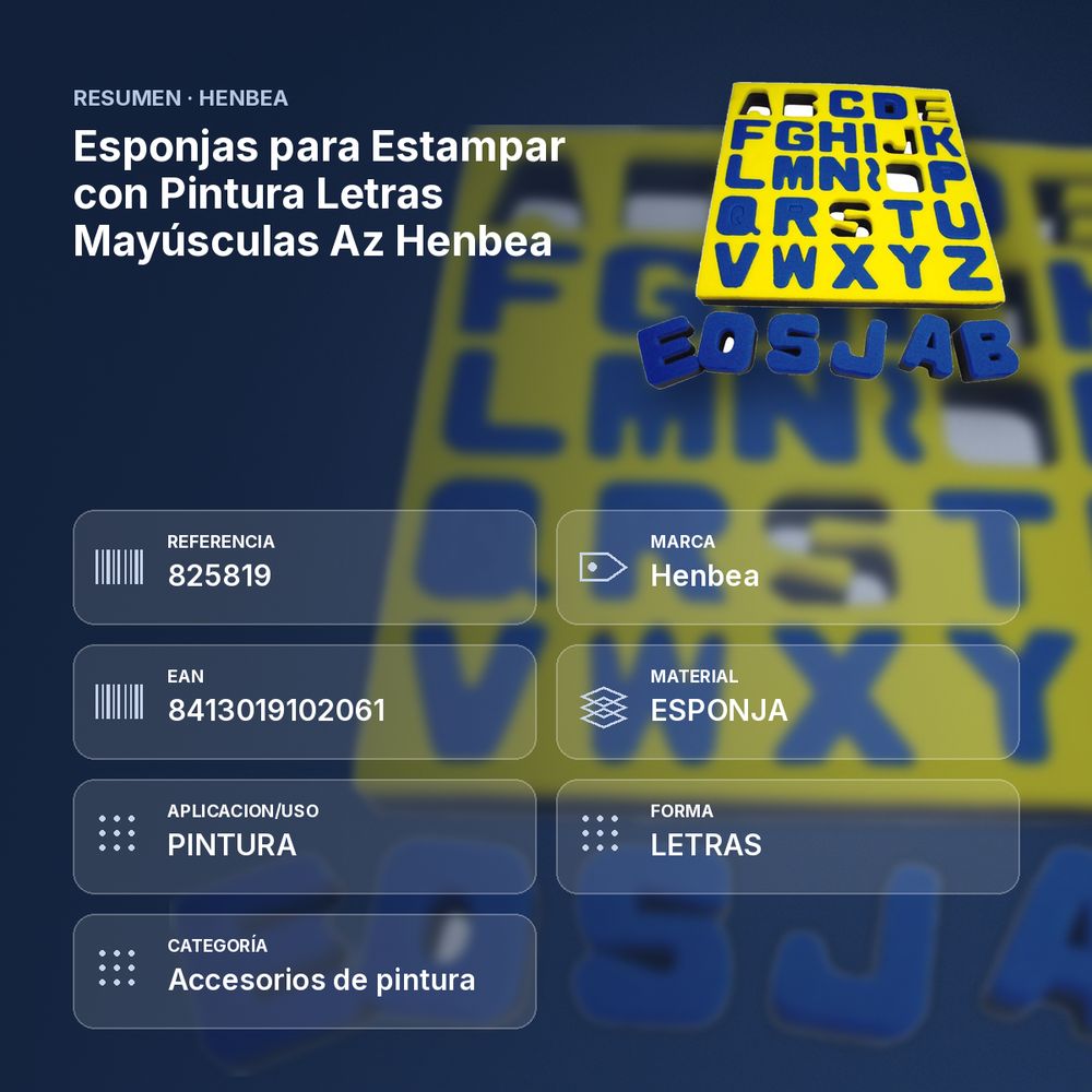ESPONJAS PARA ESTAMPAR CON PINTURA LETRAS MAYÚSCULAS AZ HENBEA - resumen de atributos