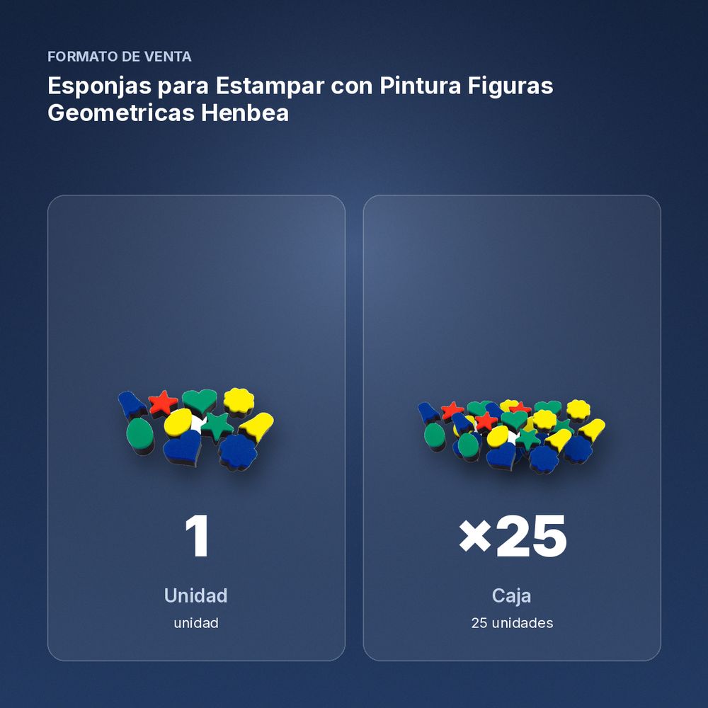 ESPONJAS PARA ESTAMPAR CON PINTURA FIGURAS GEOMETRICAS HENBEA - formato de venta: caja de 25