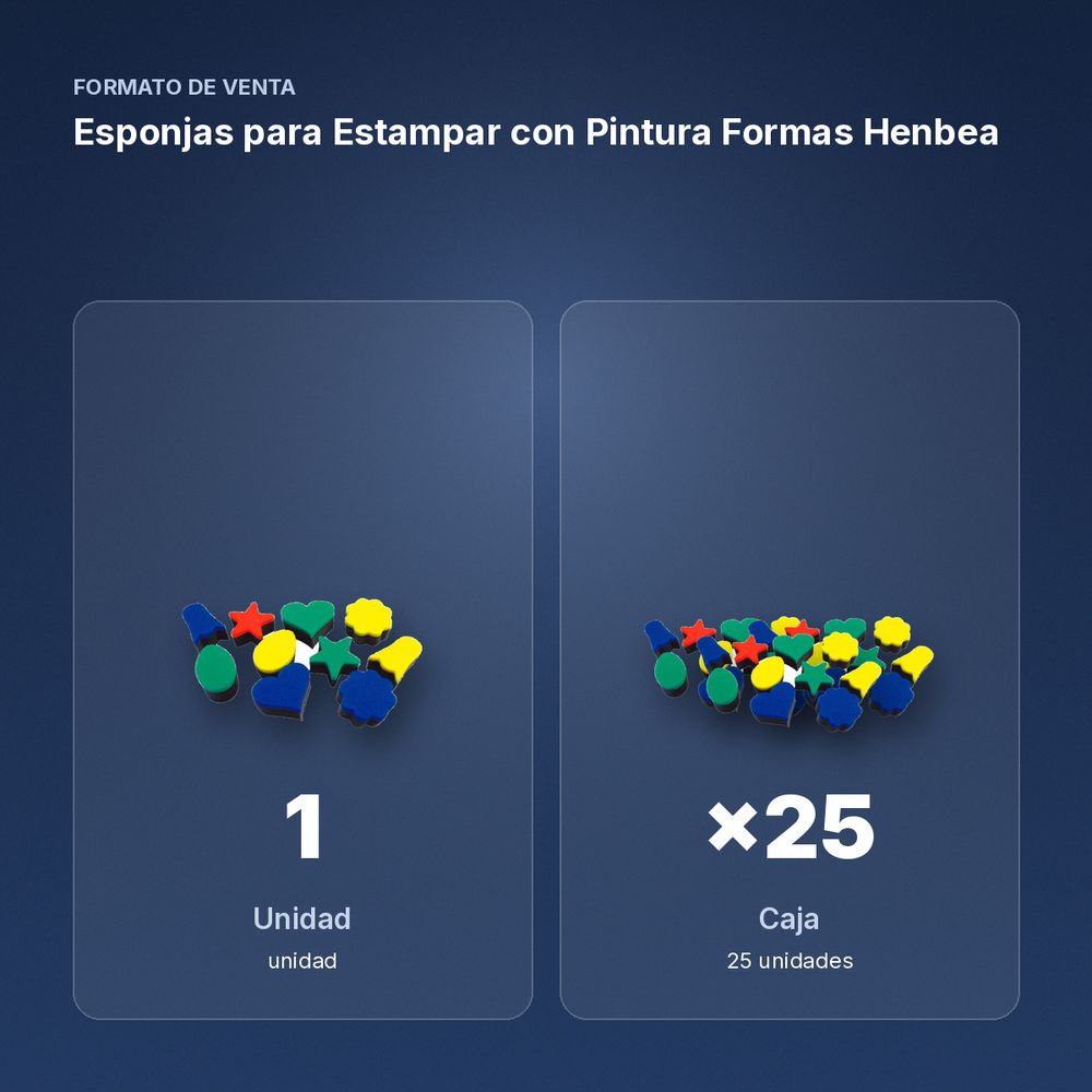 ESPONJAS PARA ESTAMPAR CON PINTURA FORMAS HENBEA - formato de venta: caja de 25