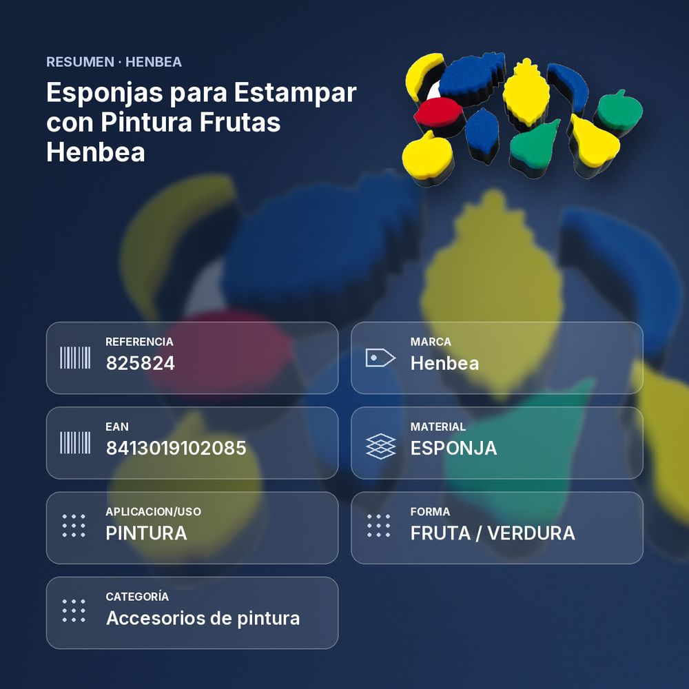 ESPONJAS PARA ESTAMPAR CON PINTURA FRUTAS HENBEA - resumen de atributos