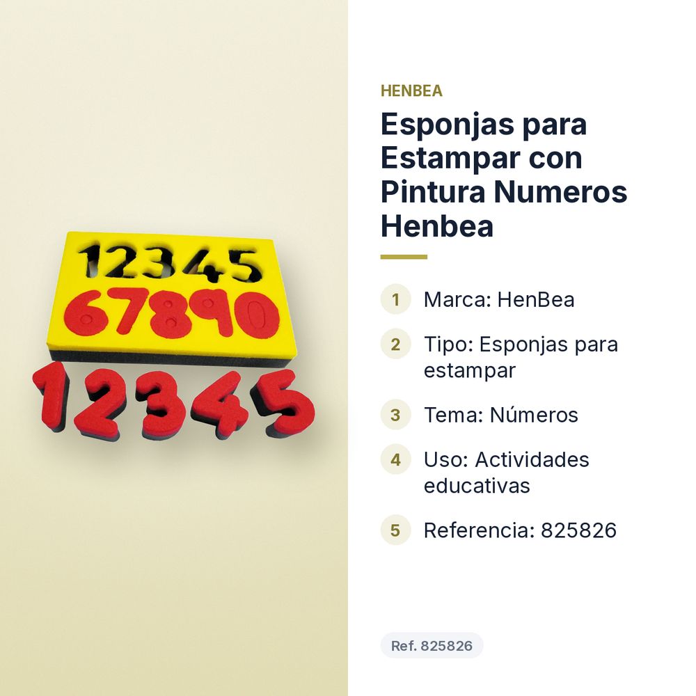 ESPONJAS PARA ESTAMPAR CON PINTURA NUMEROS HENBEA - características principales