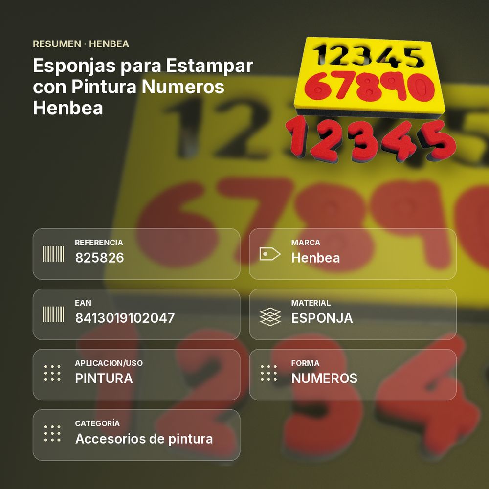 ESPONJAS PARA ESTAMPAR CON PINTURA NUMEROS HENBEA - resumen de atributos