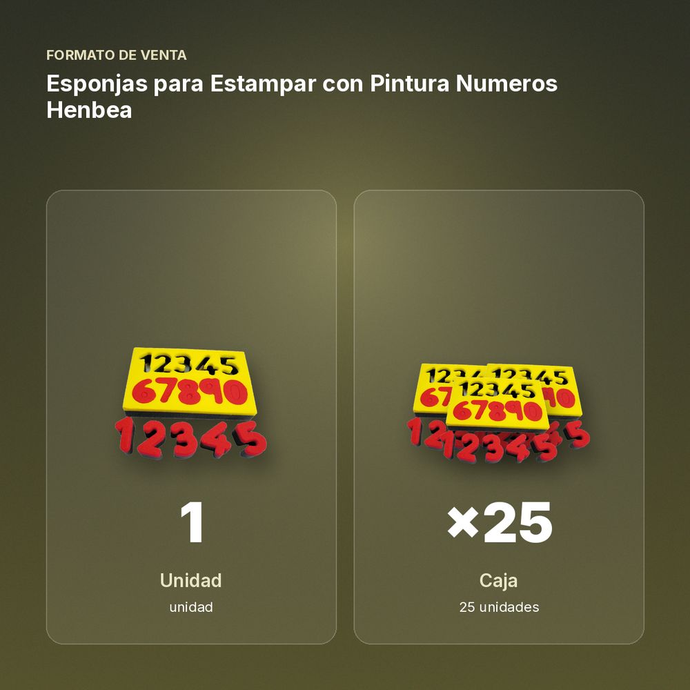 ESPONJAS PARA ESTAMPAR CON PINTURA NUMEROS HENBEA - formato de venta: caja de 25