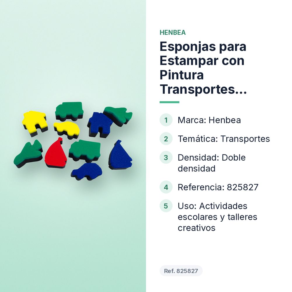 ESPONJAS PARA ESTAMPAR CON PINTURA TRANSPORTES HENBEA - características principales