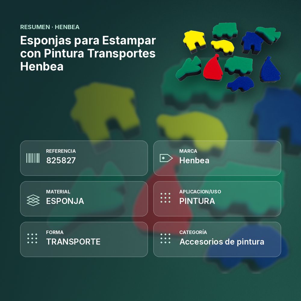 ESPONJAS PARA ESTAMPAR CON PINTURA TRANSPORTES HENBEA - resumen de atributos