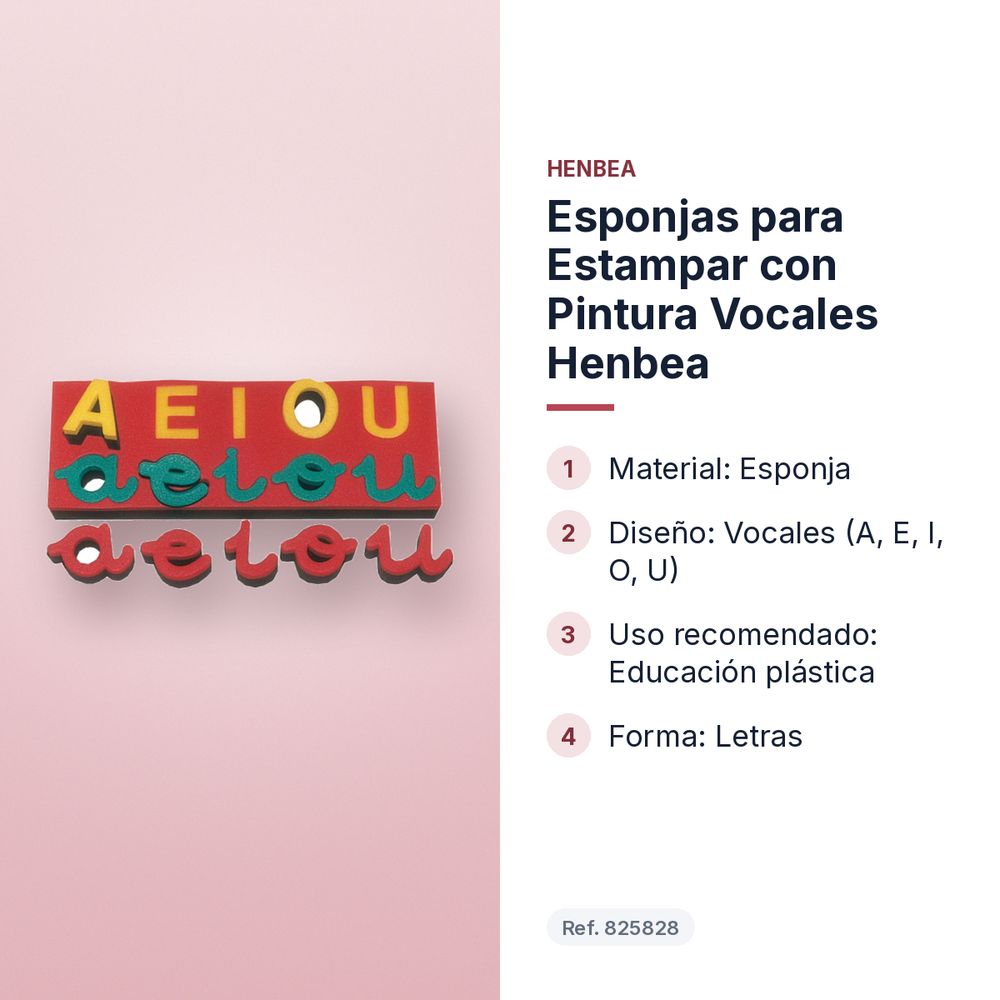 ESPONJAS PARA ESTAMPAR CON PINTURA VOCALES HENBEA - características principales