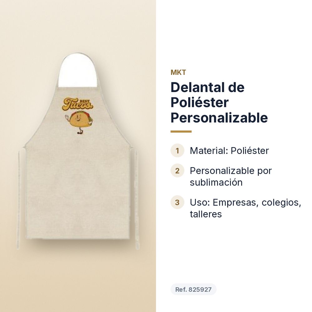 DELANTAL DE POLIÉSTER PERSONALIZABLE - características principales