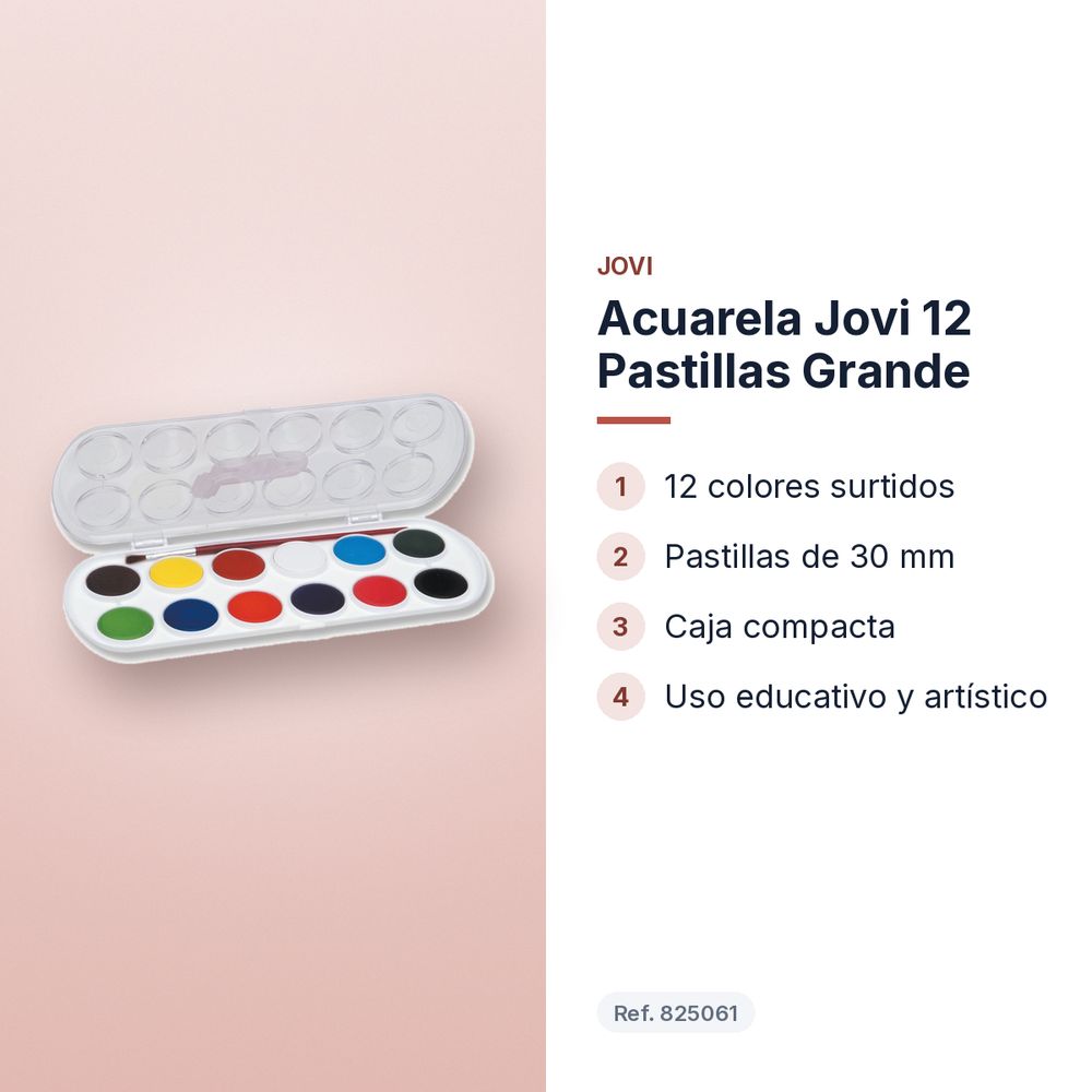 ACUARELA JOVI 12 PASTILLAS GRANDE - características principales