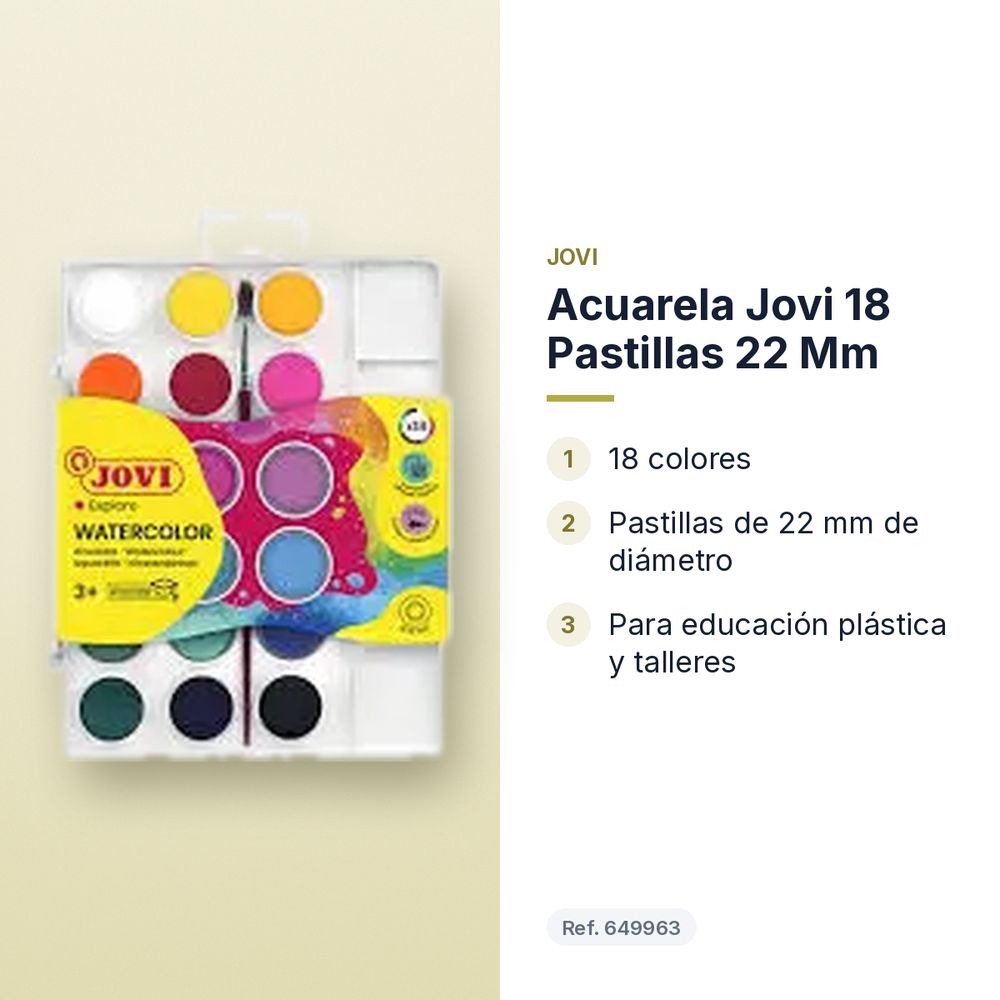 ACUARELA JOVI 18 PASTILLAS 22 MM - características principales