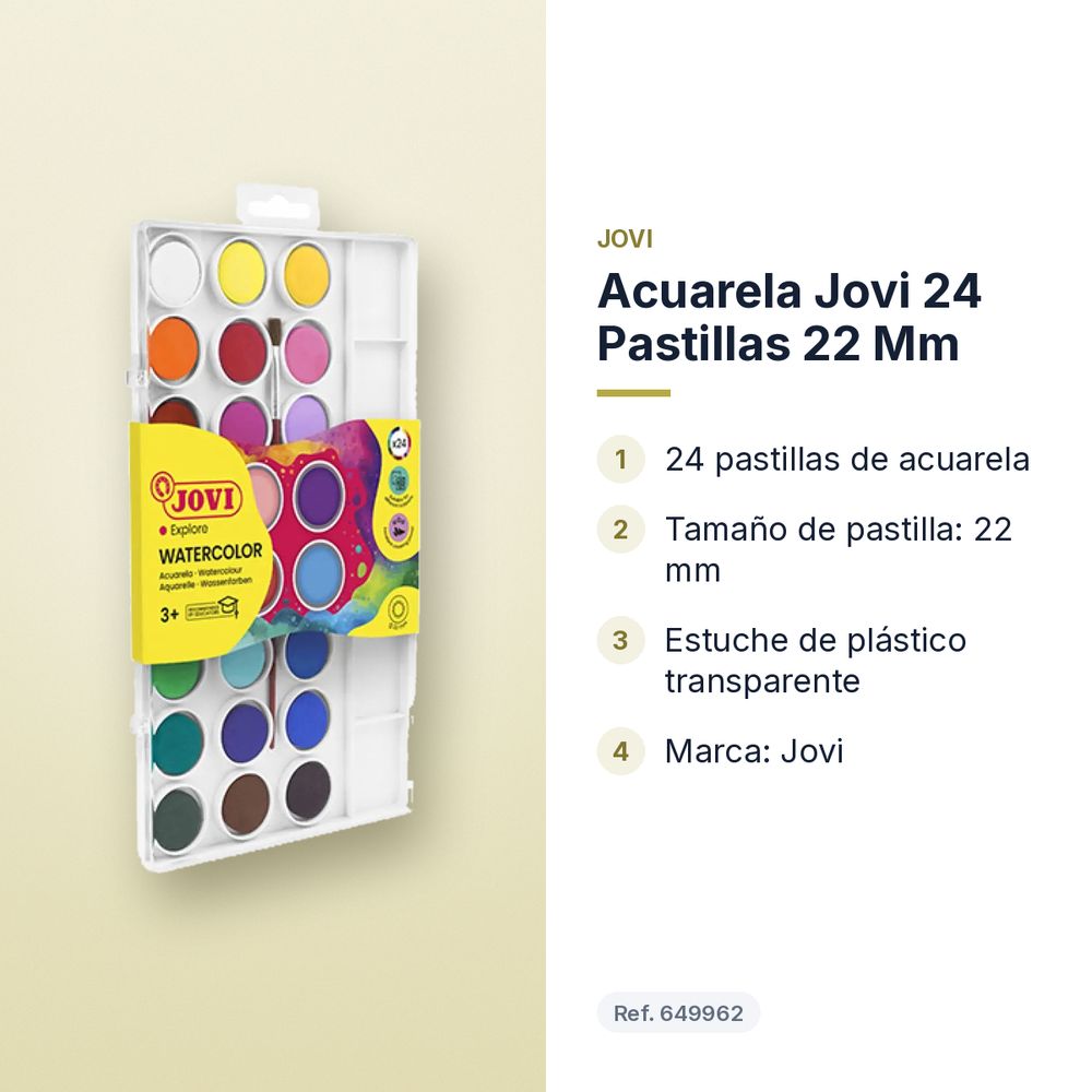 ACUARELA JOVI 24 PASTILLAS 22 MM - características principales