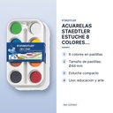 ACUARELAS STAEDTLER ESTUCHE 8 COLORES PASTILLAS GRANDES Ø44mm - características principales