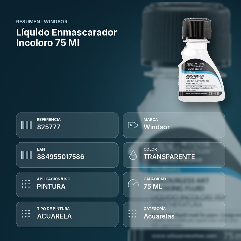 LÍQUIDO ENMASCARADOR INCOLORO 75 ML - resumen de atributos