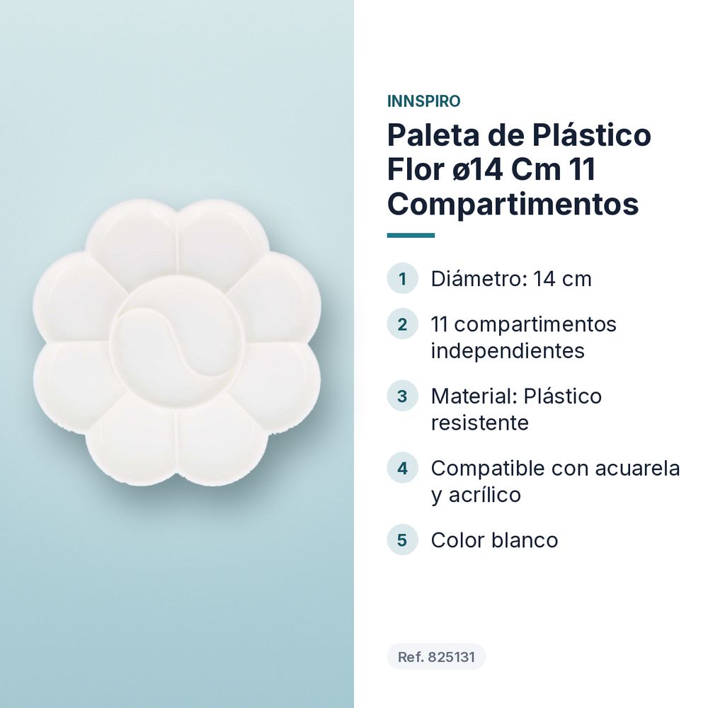 PALETA DE PLÁSTICO FLOR Ø14 CM 11 COMPARTIMENTOS - características principales