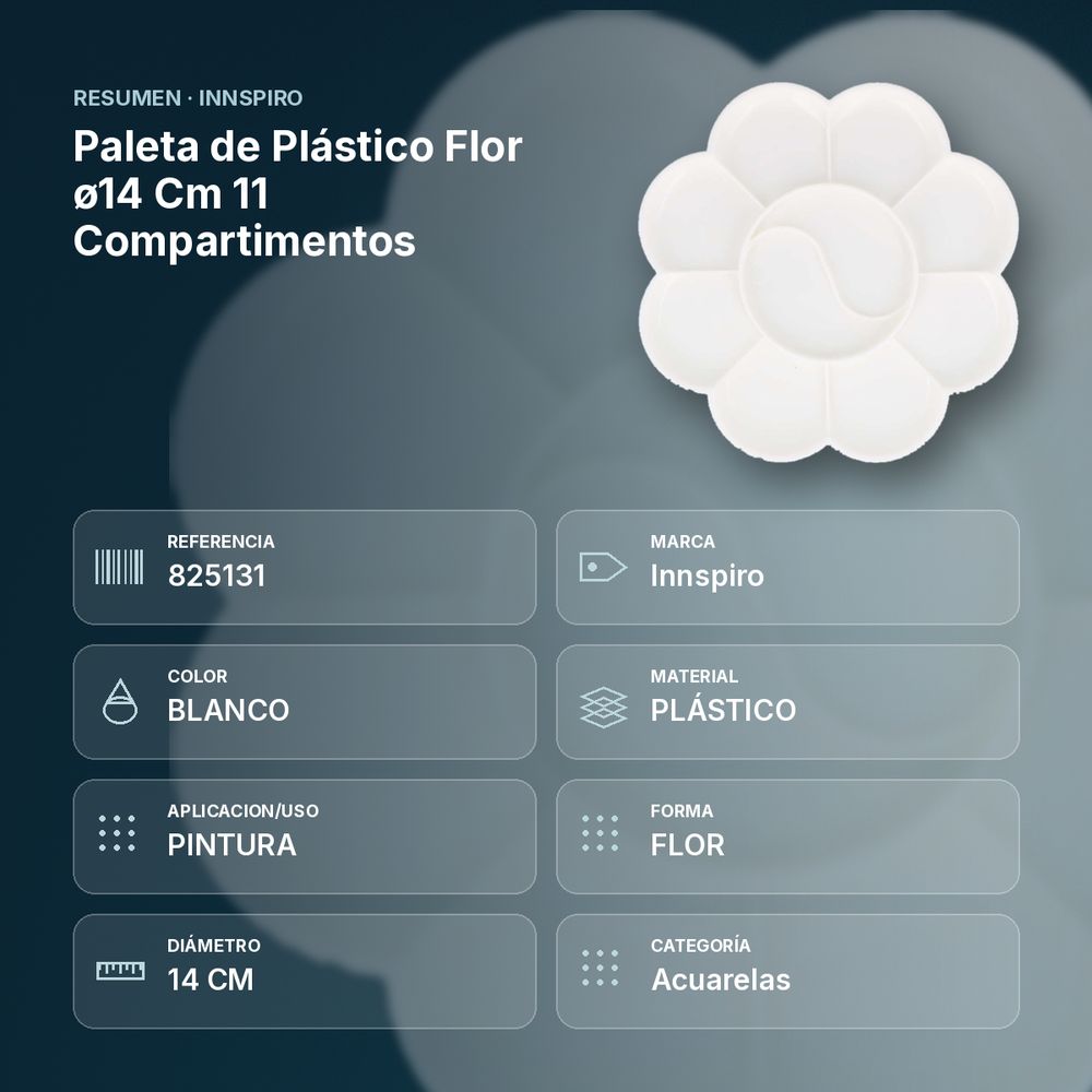 PALETA DE PLÁSTICO FLOR Ø14 CM 11 COMPARTIMENTOS - resumen de atributos