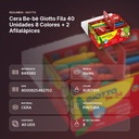 CERA BE-BÈ GIOTTO FILA 40 UNIDADES 8 COLORES + 2 AFILALÁPICES  - resumen de atributos