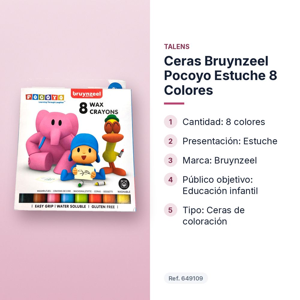CERAS BRUYNZEEL POCOYO ESTUCHE 8 COLORES - características principales
