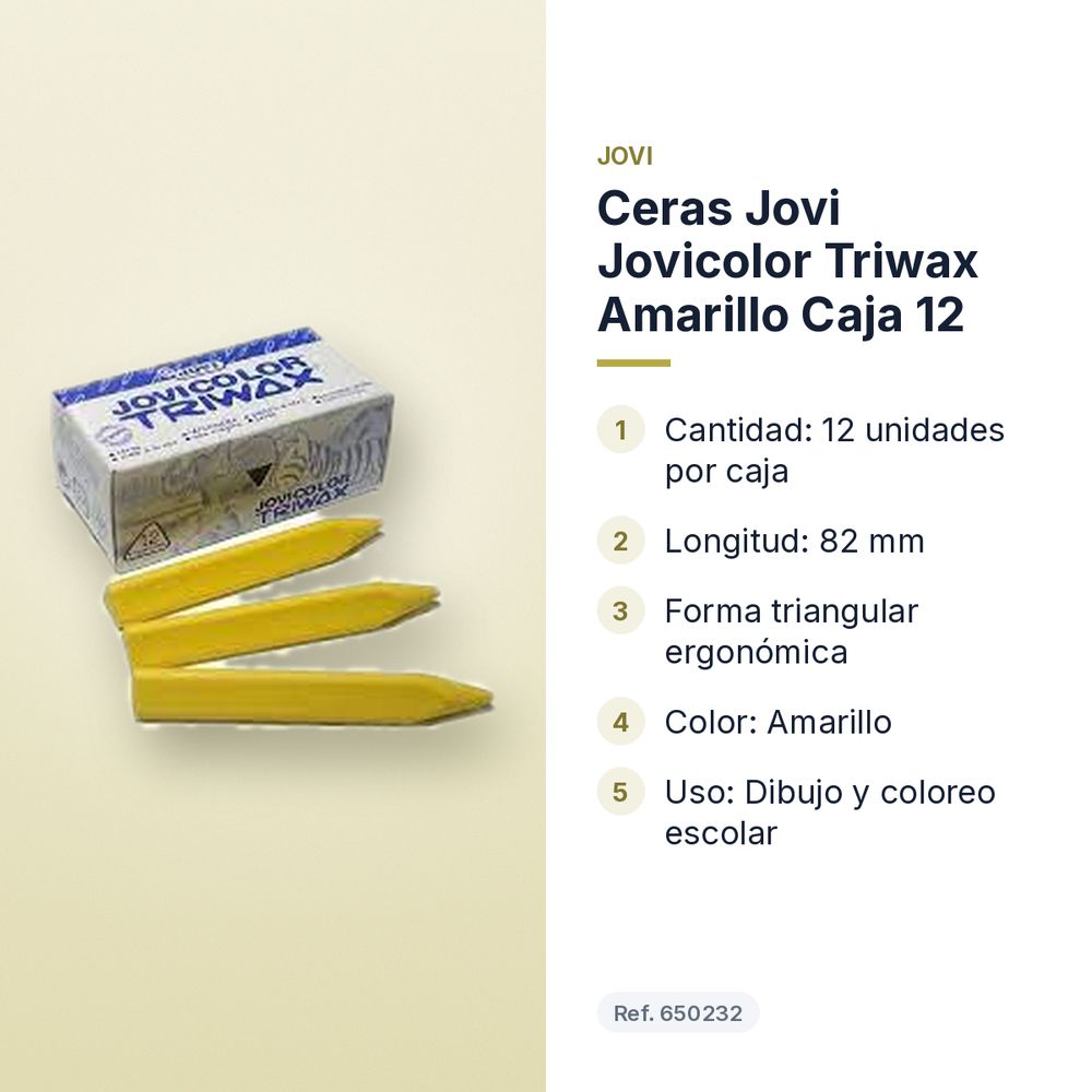 CERAS JOVI JOVICOLOR TRIWAX AMARILLO CAJA 12  - características principales