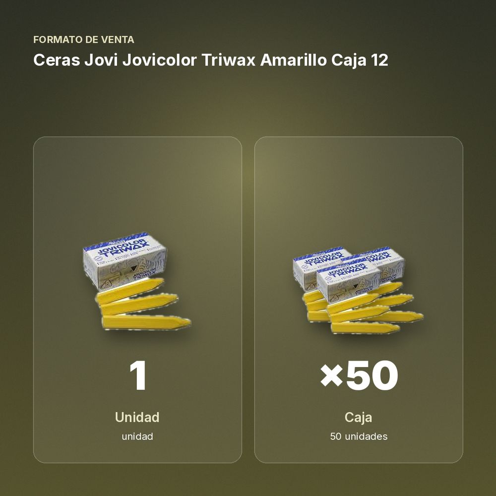 CERAS JOVI JOVICOLOR TRIWAX AMARILLO CAJA 12  - formato de venta: caja de 50